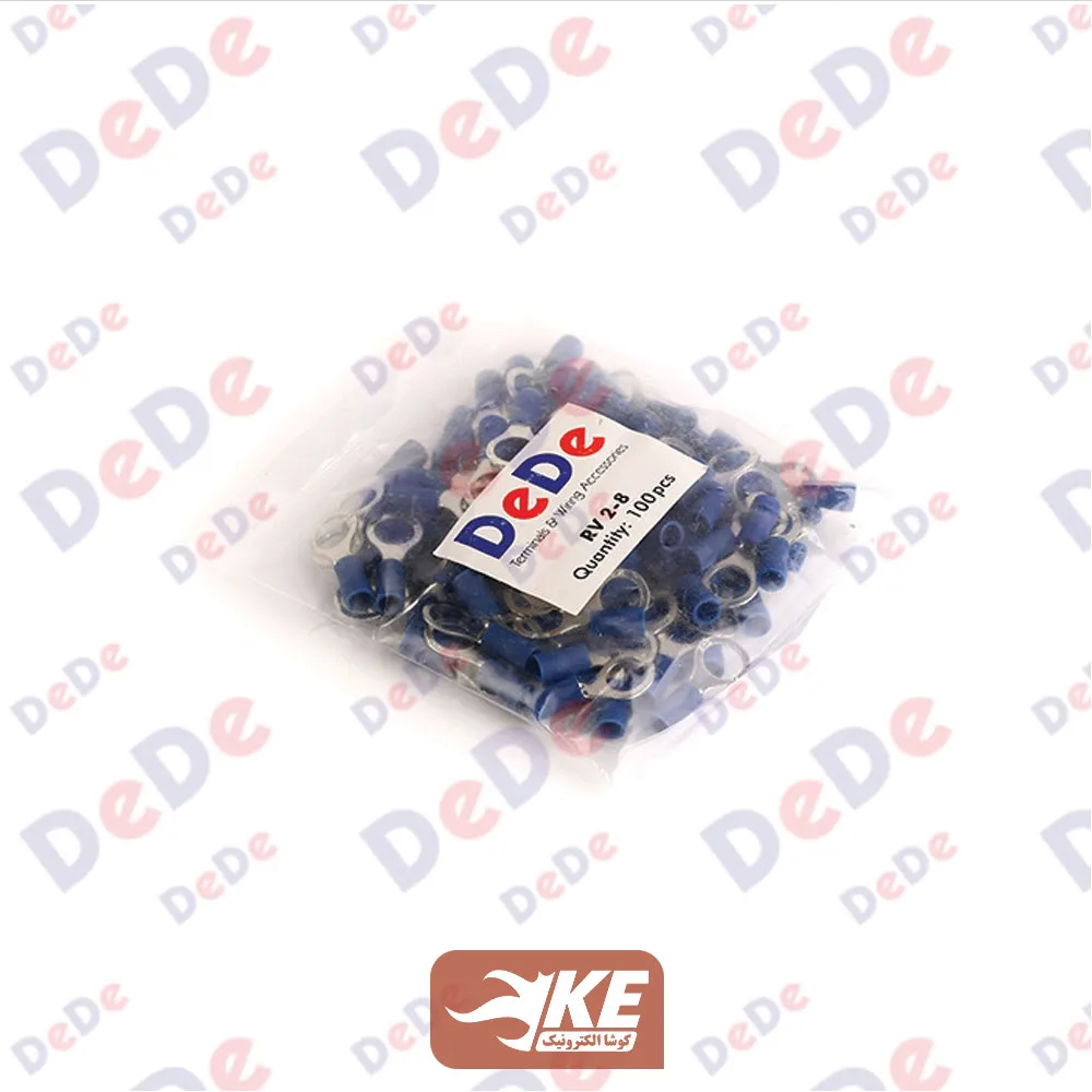 سرسیم حلقوی سایز 2.5 سوراخ 8 مدل RV2-8 بسته 100 عددی DeDe