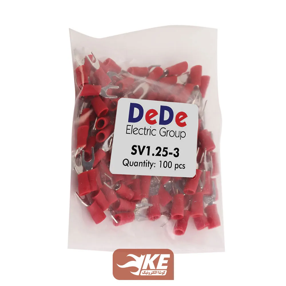 سرسیم دوشاخ سایز 1.5 سوراخ 3 مدل SV1.25-3 بسته 100 عددی DeDe