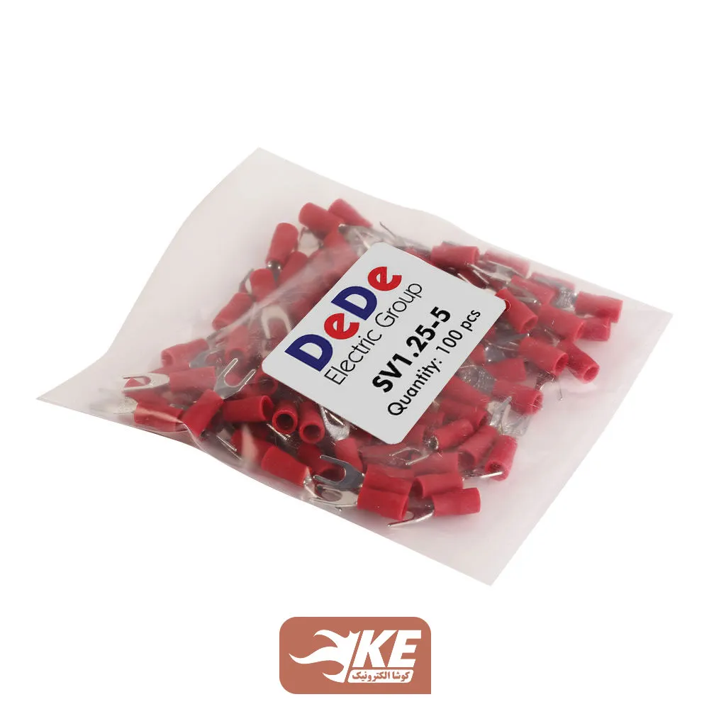 سرسیم دوشاخ سایز 1.5 سوراخ 5 مدل SV1.25-5 بسته 100 عددی DeDe