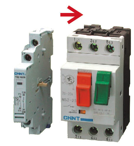 نحوه اتصال کنتاکت کمکی کلید حرارتی نصب از بغل چینت NS2-AU11