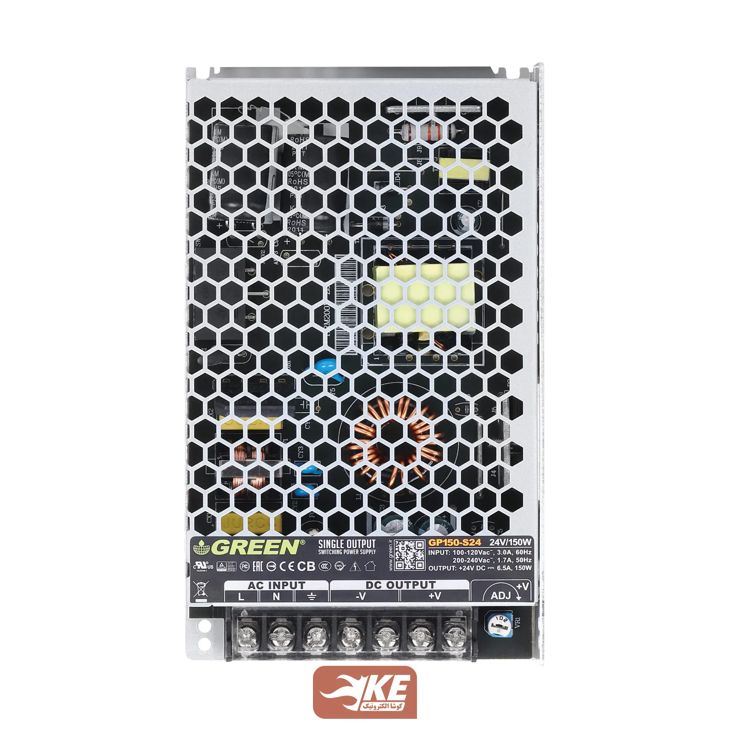 منبع تغذیه کف خواب 24 ولت 6.5 آمپر Green مدل GP150-S24