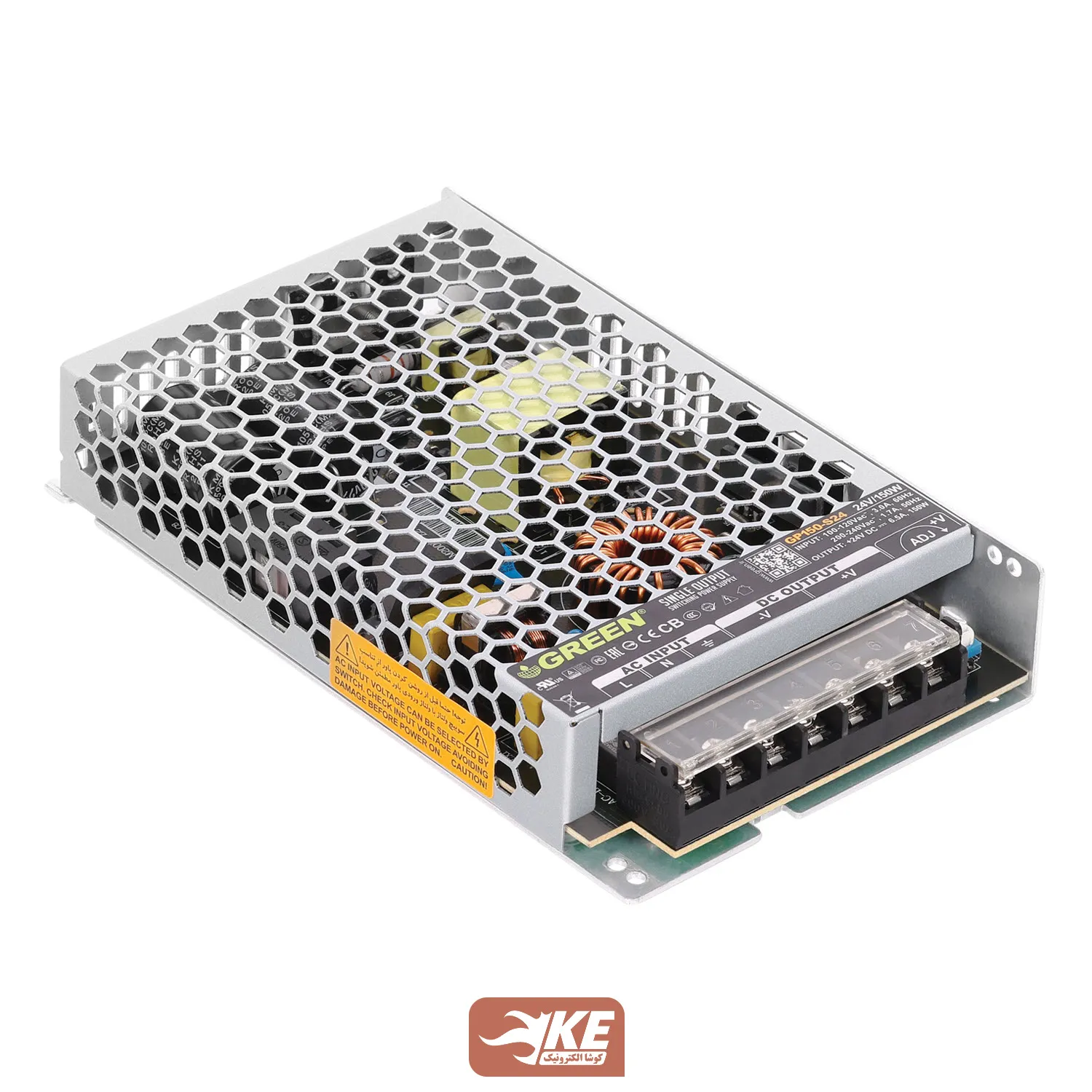 منبع تغذیه کف خواب 24 ولت 6.5 آمپر Green مدل GP150-S24