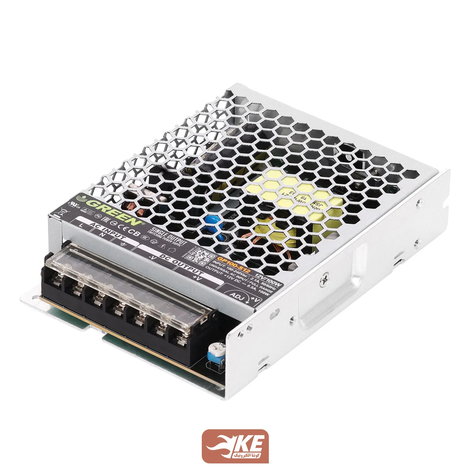 منبع تغذیه کف خواب 12 ولت 8.5 آمپر Green مدل GP100-S12