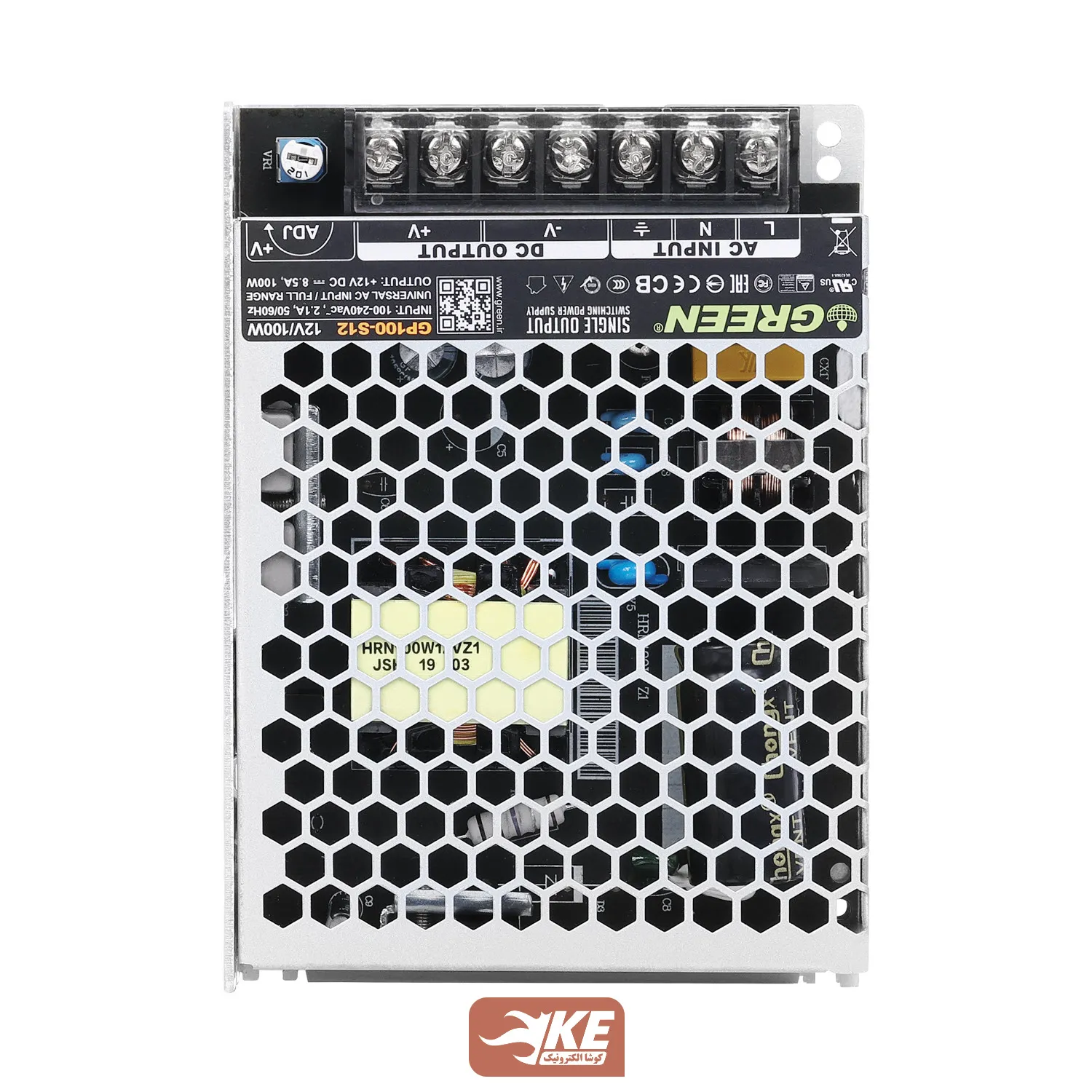 منبع تغذیه کف خواب 12 ولت 8.5 آمپر Green مدل GP100-S12