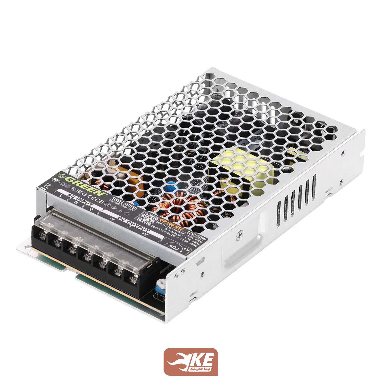 منبع تغذیه کف خواب 12 ولت 12.5 آمپر Green مدل GP150-S12