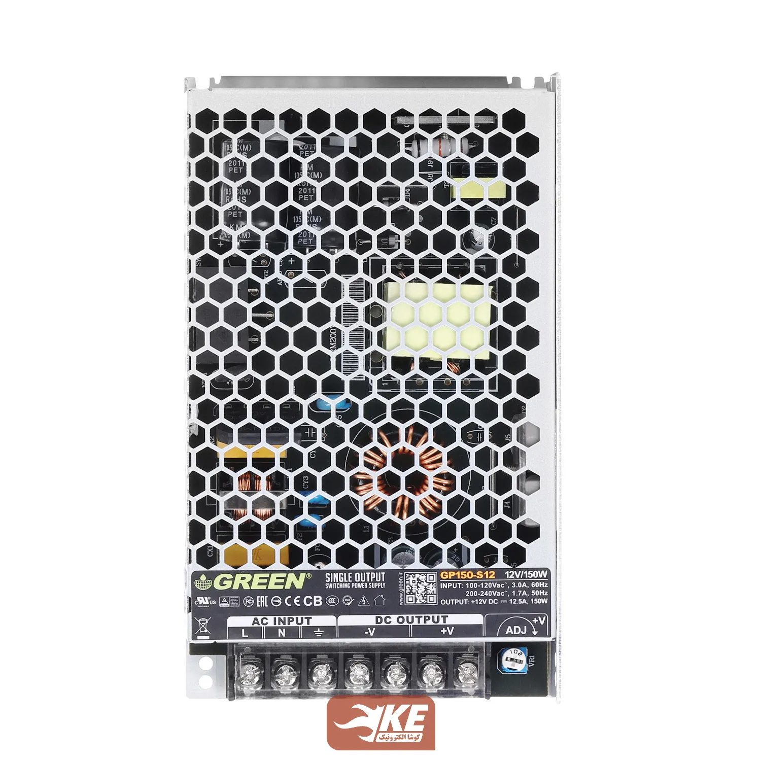 منبع تغذیه کف خواب 12 ولت 12.5 آمپر Green مدل GP150-S12