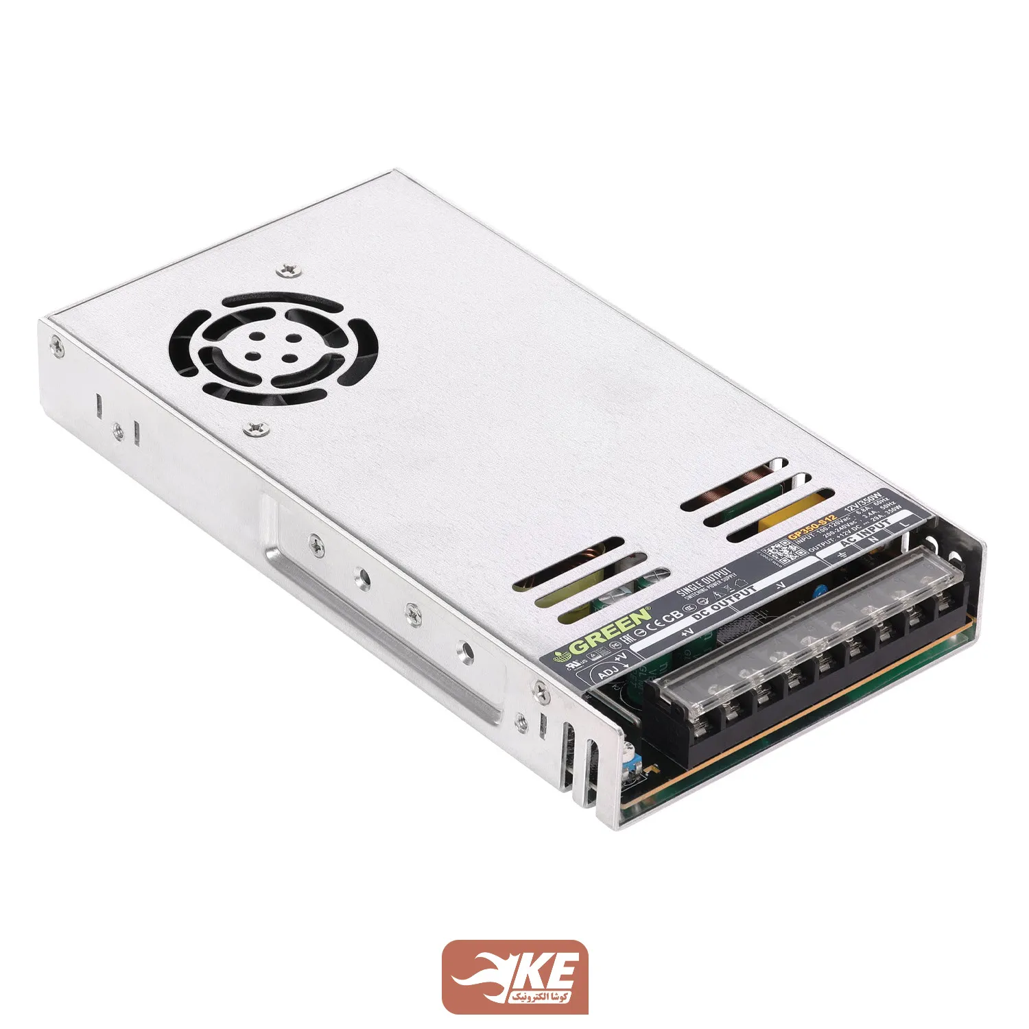 منبع تغذیه کف خواب 12 ولت 29 آمپر فن‌دار Green مدل GP350-S12