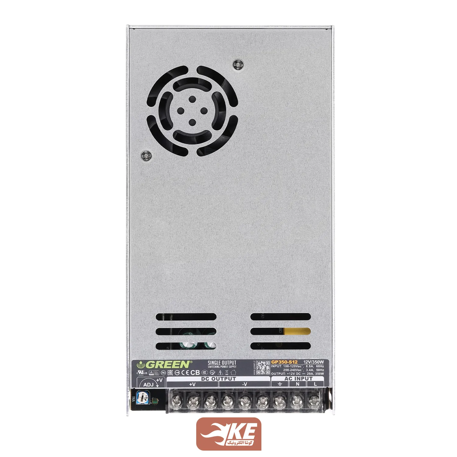 منبع تغذیه کف خواب 12 ولت 29 آمپر فن‌دار Green مدل GP350-S12