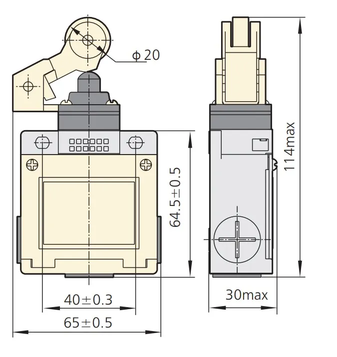ابعاد لیمیت سویچ یک طرفه چینت M121