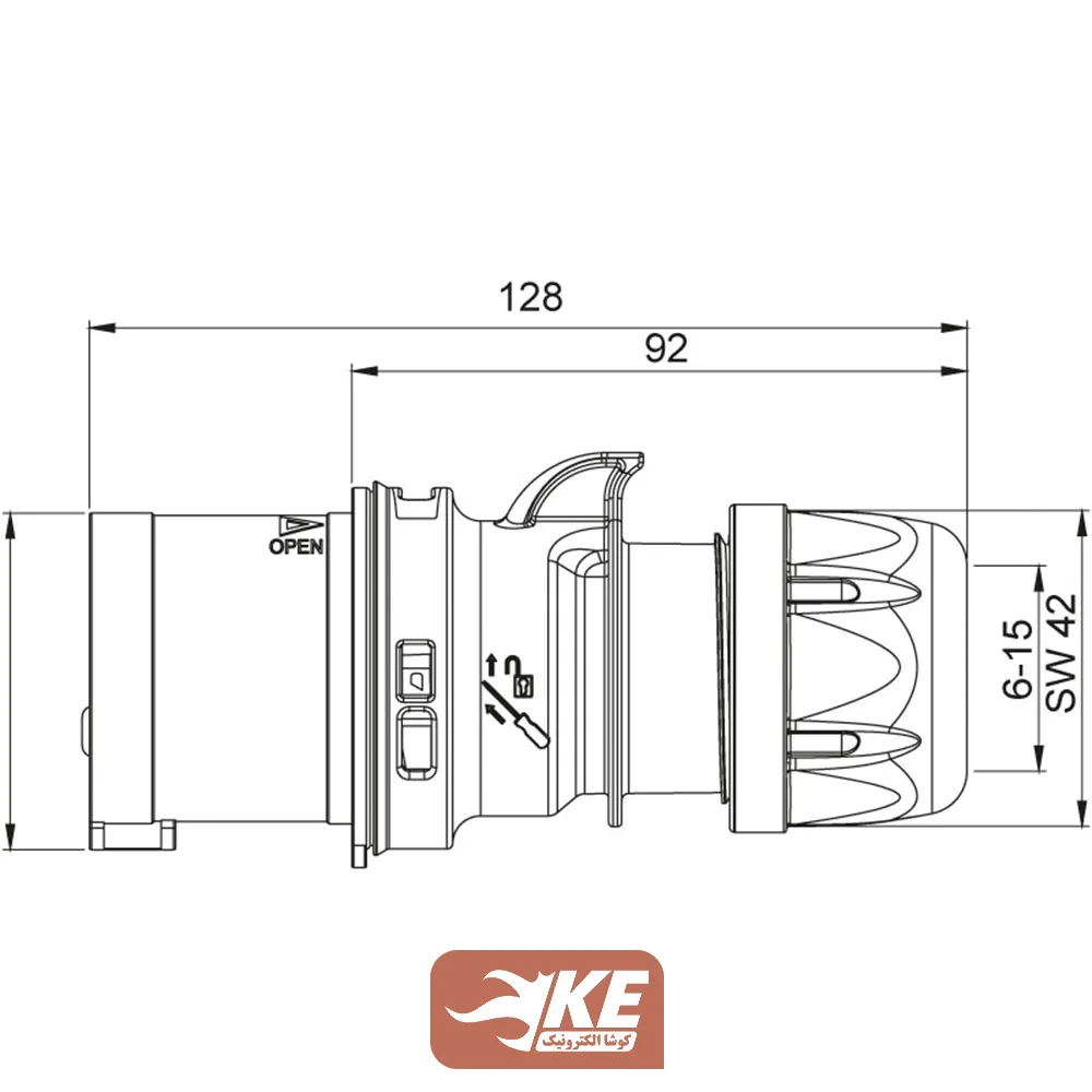 سوکت صنعتی 4 شاخه 16 آمپر نری METE مدل 406103v