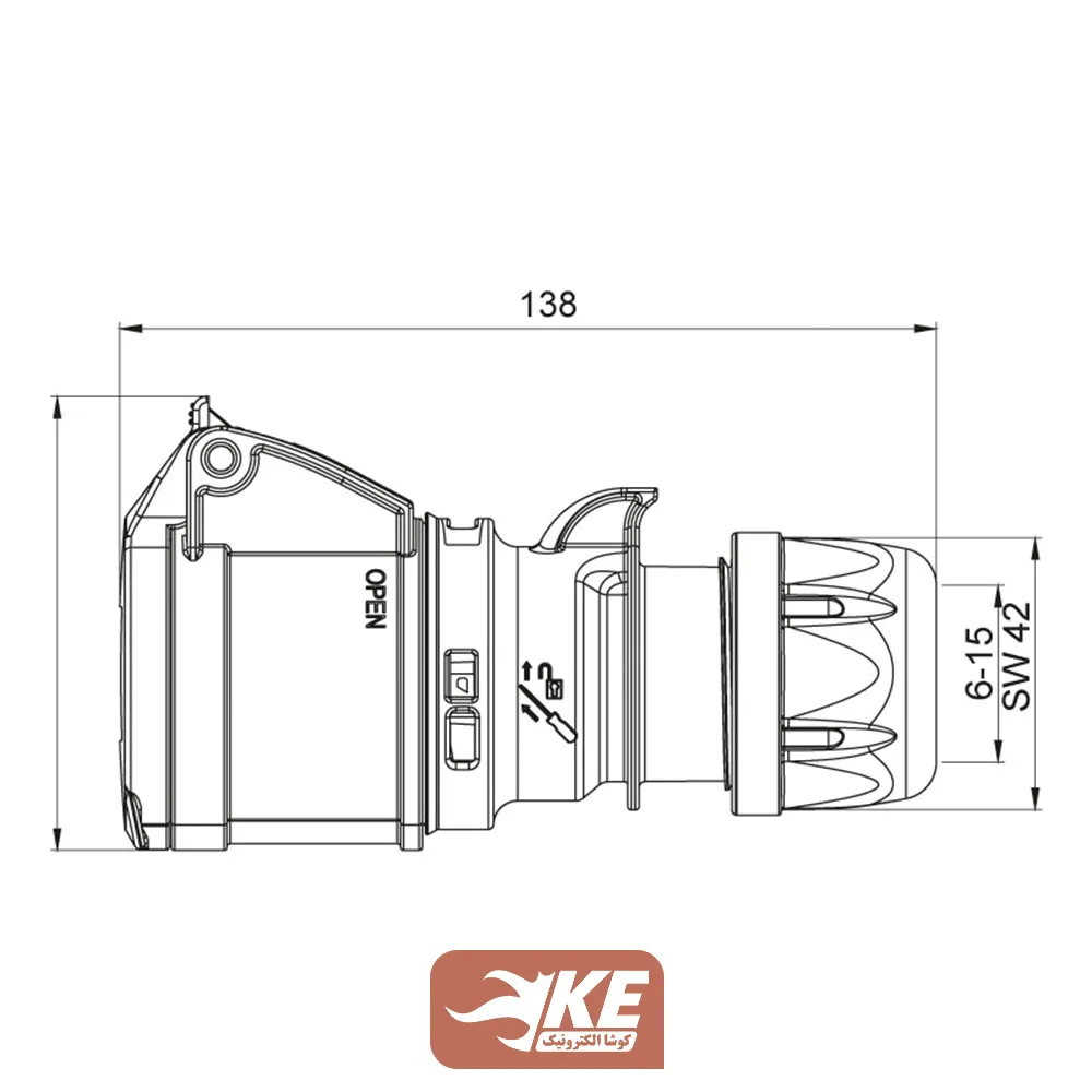 سوکت صنعتی 4 شاخه 16 آمپر مادگی مستقیم METE مدل 406403v