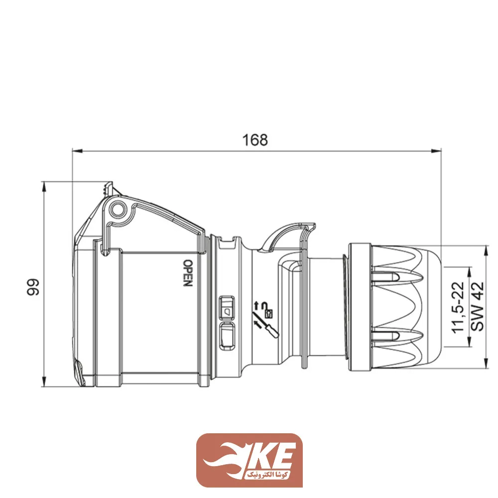 سوکت صنعتی 5 شاخه 32 آمپر مادگی مستقیم METE مدل 406411v