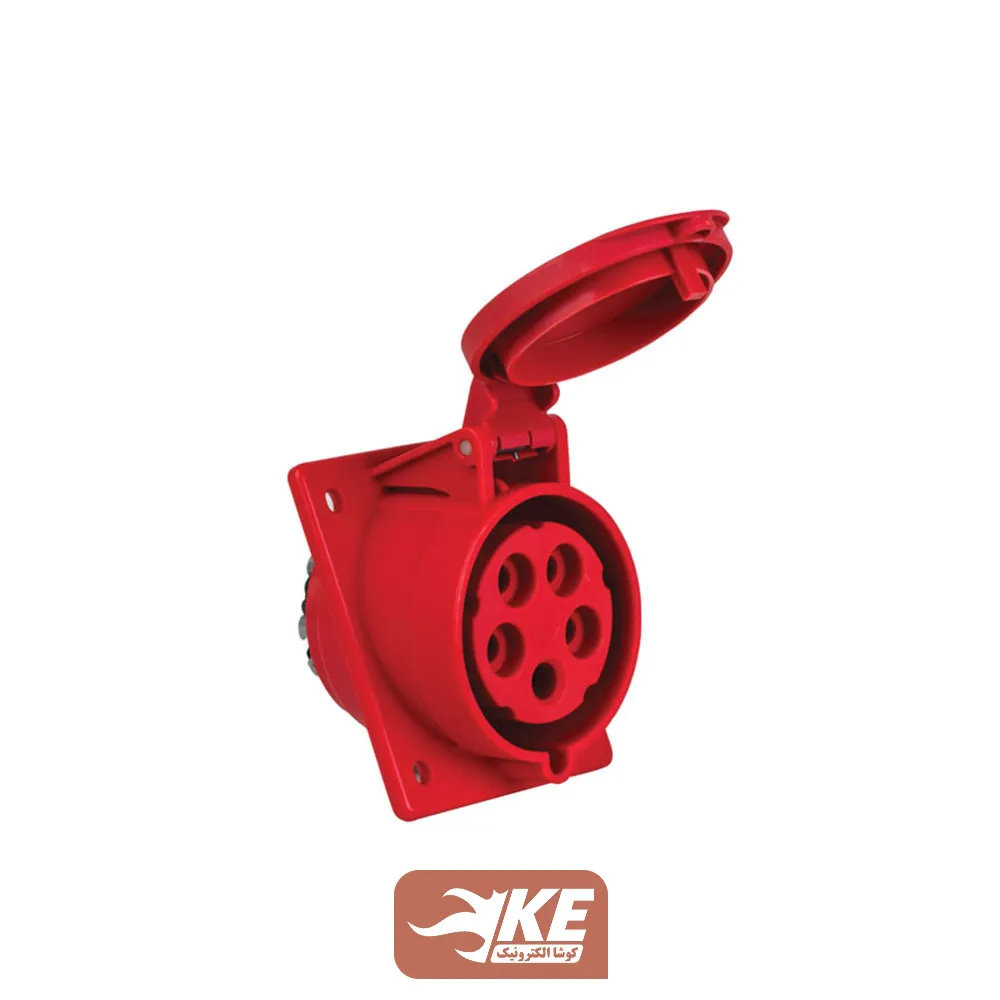 سوکت صنعتی 5 شاخه 32 آمپر مادگی تابلویی زاویهدار METE مدل 406521v