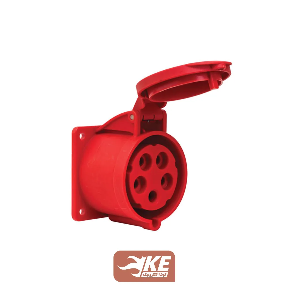 سوکت صنعتی 5 شاخه 32 آمپر مادگی تابلویی METE مدل 406522v