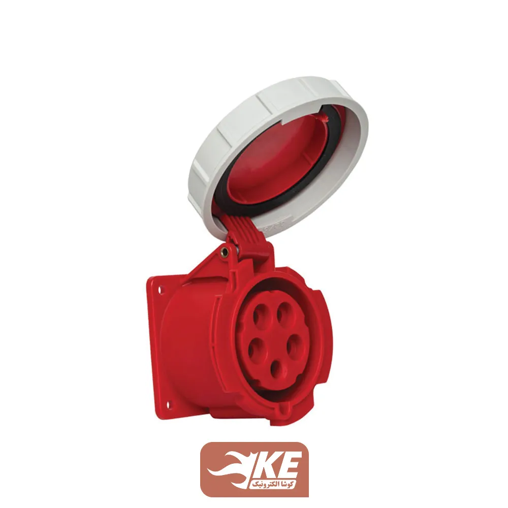 سوکت صنعتی 5 شاخه 32 آمپر مادگی تابلویی METE مدل 406524v