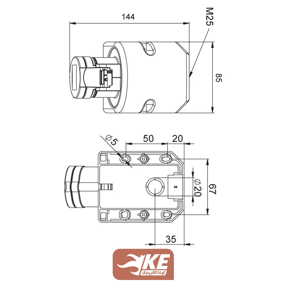 سوکت صنعتی 5 شاخه 16 آمپر مادگی دیواری METE مدل 406607v