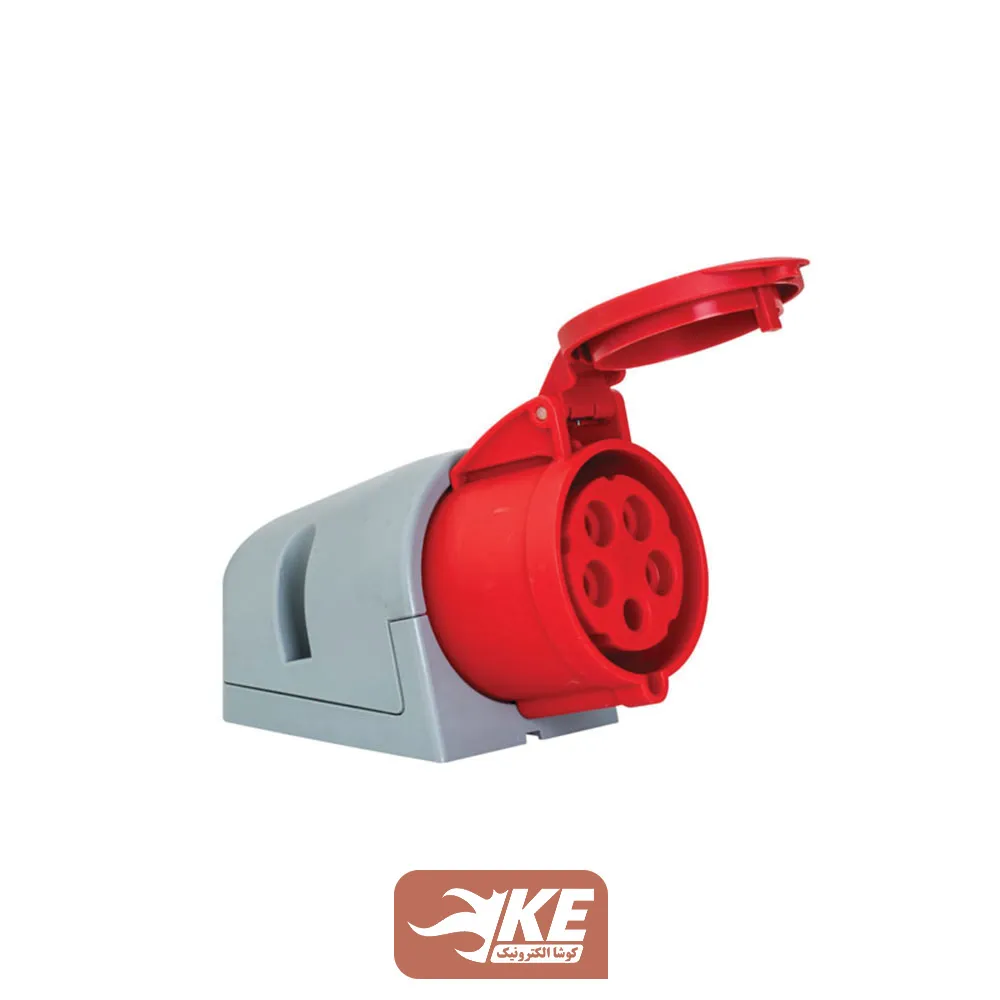سوکت صنعتی 5 شاخه 32 آمپر مادگی دیواری METE مدل 406616v