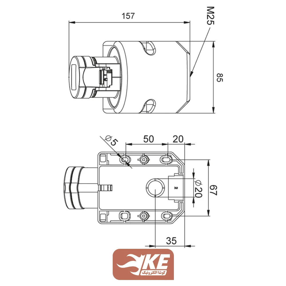 سوکت صنعتی 5 شاخه 32 آمپر مادگی دیواری METE مدل 406616v