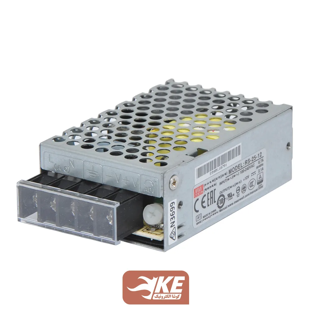 منبع تغذیه کف خواب 12 ولت 2.1 آمپر MeanWell مدل RS-25-12