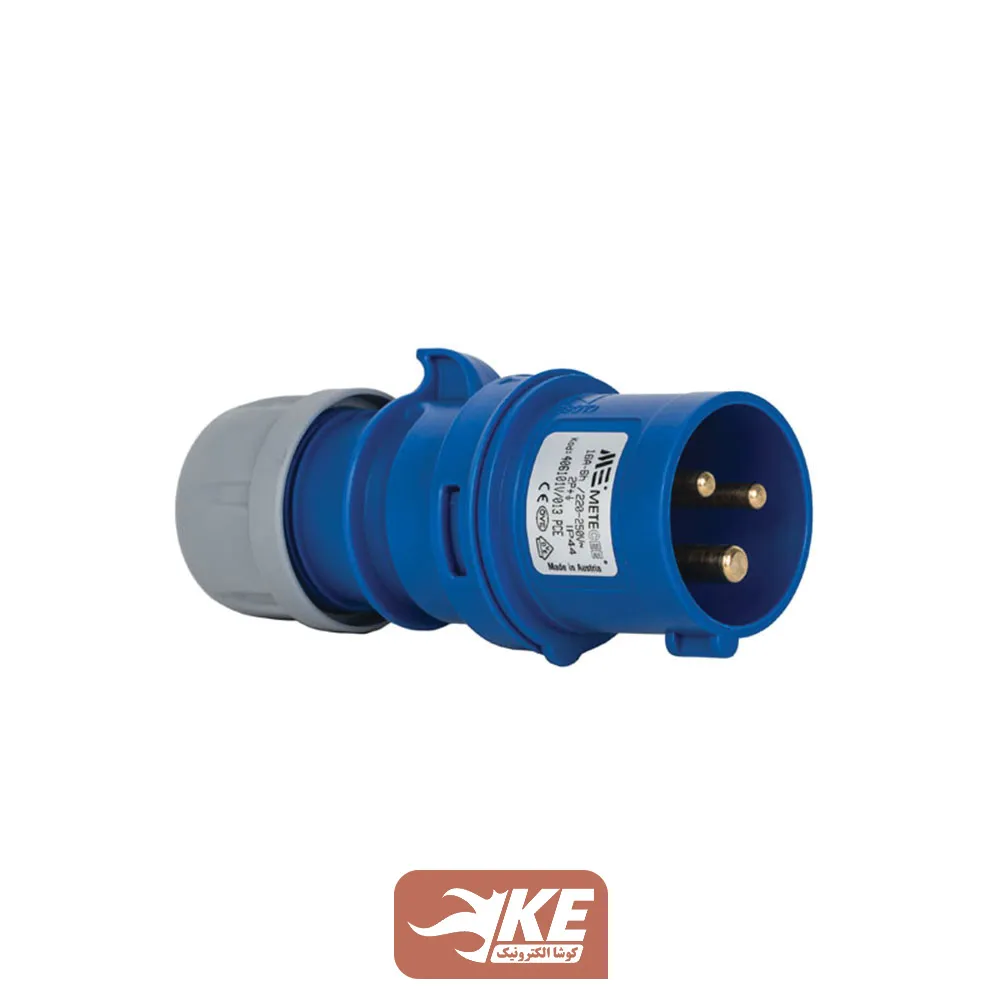 سوکت صنعتی 3 شاخه 16 آمپر نری IP44 برند METE مدل 406101v