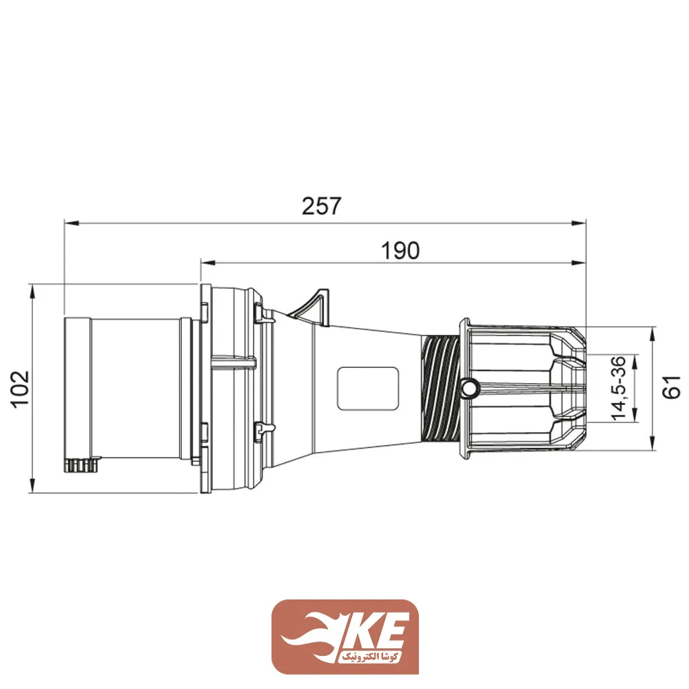 سوکت صنعتی 4 شاخه 63 آمپر نری METE مدل 406115