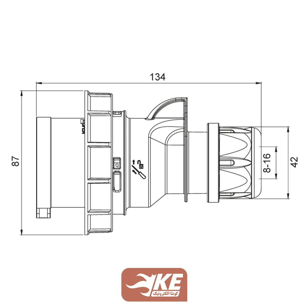 سوکت صنعتی 5 شاخه 16 آمپر نری METE مدل 406150v