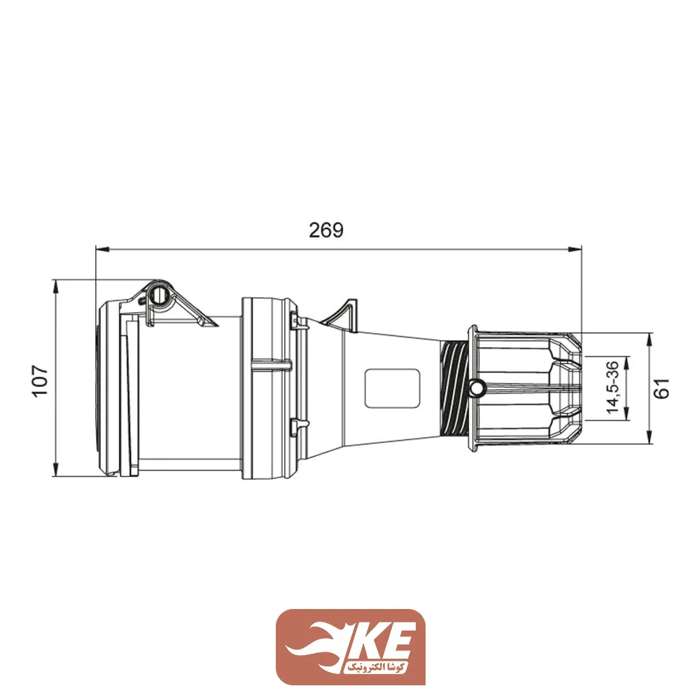 سوکت صنعتی 4 شاخه 63 آمپر مادگی مستقیم METE مدل 406415