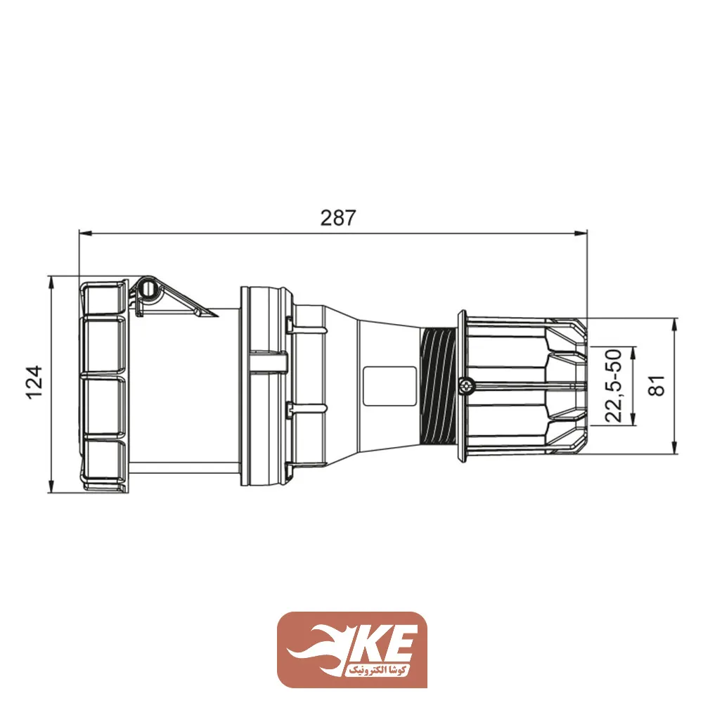 سوکت صنعتی 5 شاخه 125 آمپر مادگی مستقیم METE مدل 406420