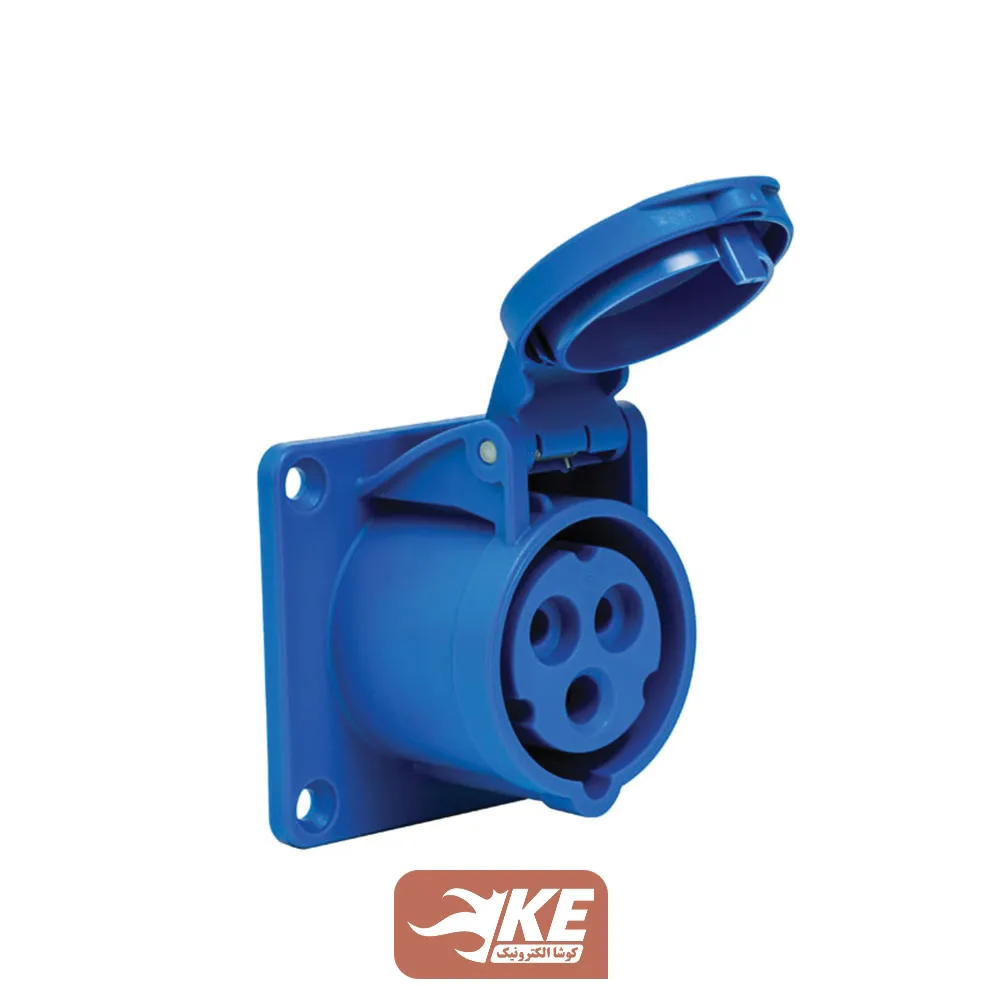 سوکت صنعتی 3 شاخه 16 آمپر مادگی تابلویی IP44 برند METE مدل 406502v