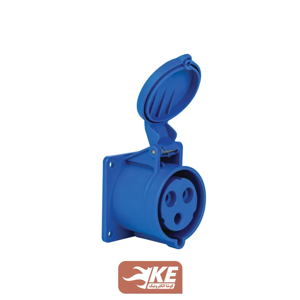 سوکت صنعتی 3 شاخه 32 آمپر مادگی تابلویی IP44 برند METE مدل 406514v