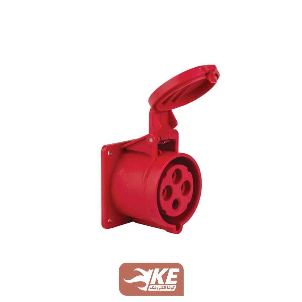 سوکت صنعتی 4 شاخه 32 آمپر مادگی تابلویی METE مدل 406518v