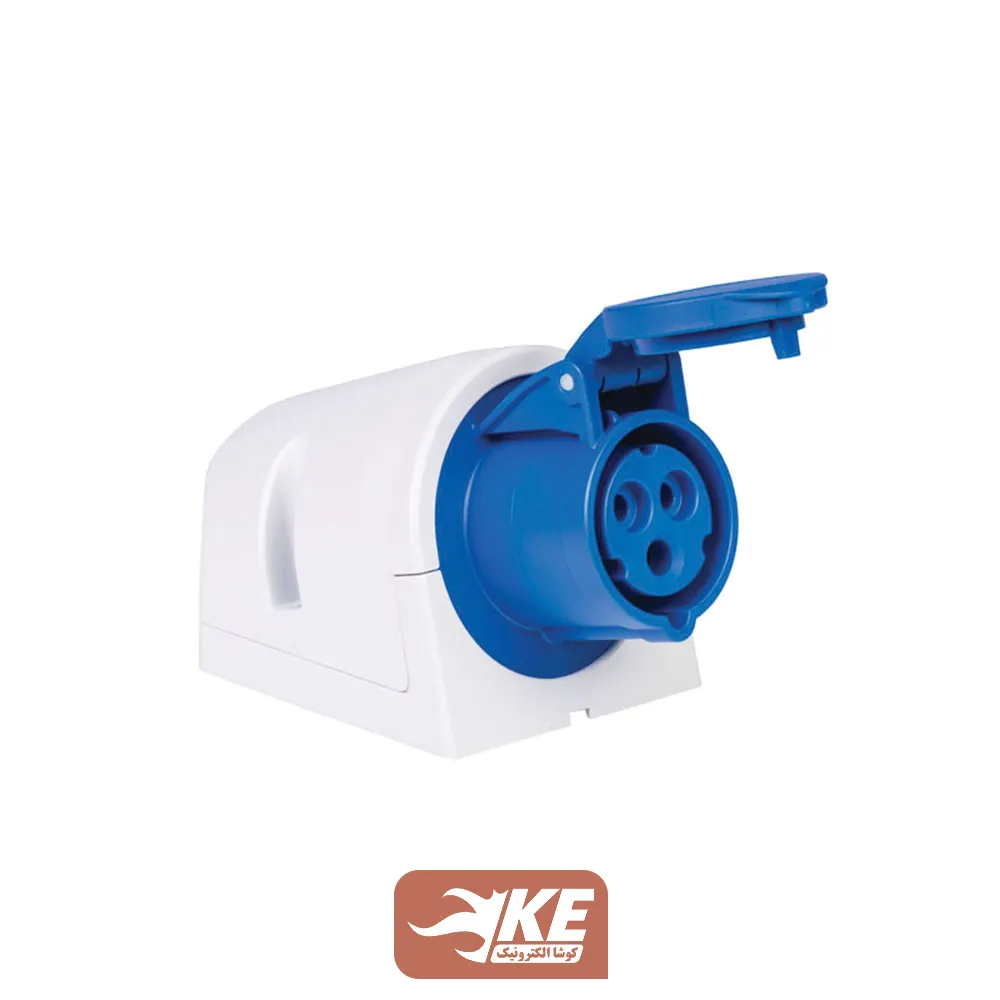 سوکت صنعتی 3 شاخه 16 آمپر مادگی دیواری IP44 برند METE مدل 406602v