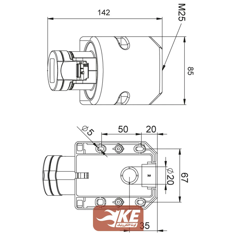 سوکت صنعتی 3 شاخه 16 آمپر مادگی دیواری IP44 برند METE مدل 406602v