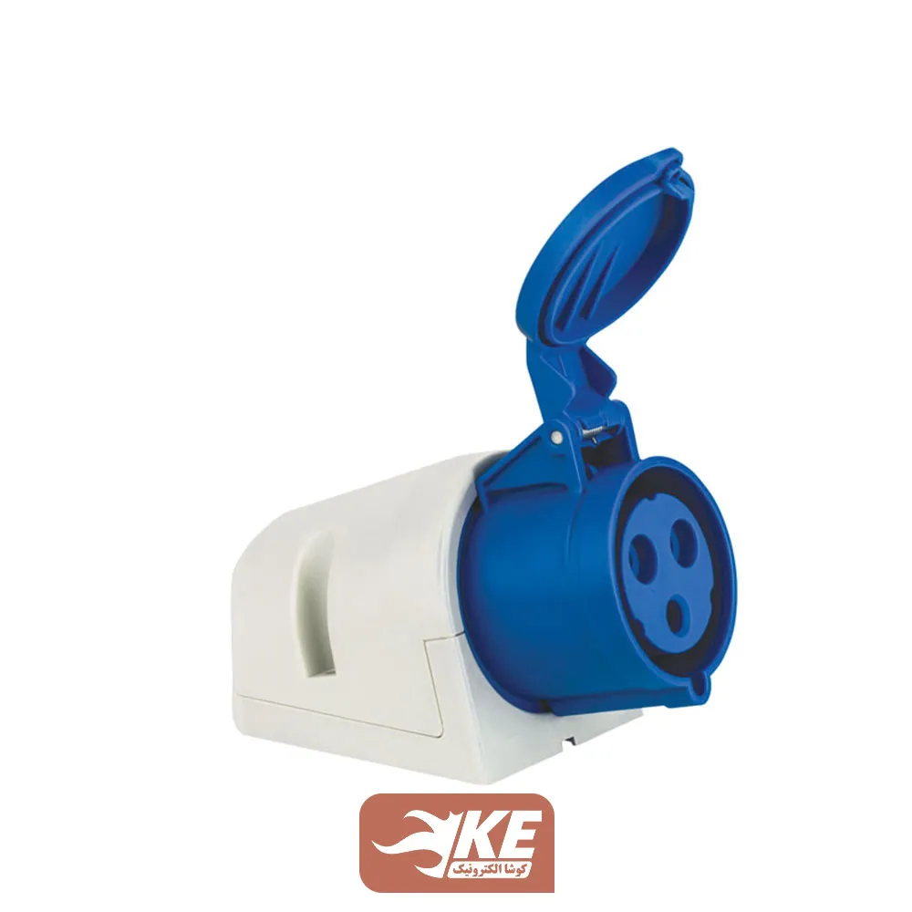 سوکت صنعتی 3 شاخه 32 آمپر مادگی دیواری IP44 برند METE مدل 406611v