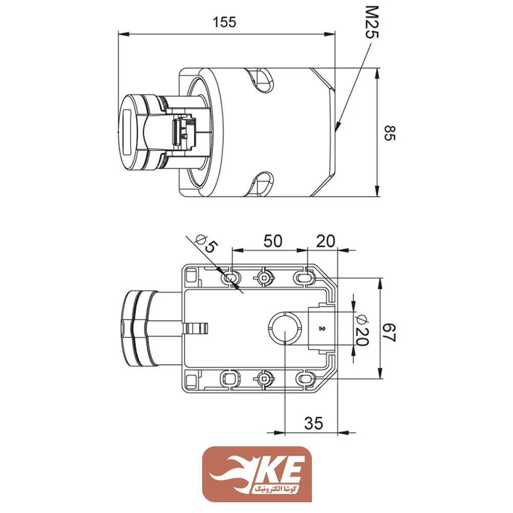 سوکت صنعتی 3 شاخه 32 آمپر مادگی دیواری IP44 برند METE مدل 406611v
