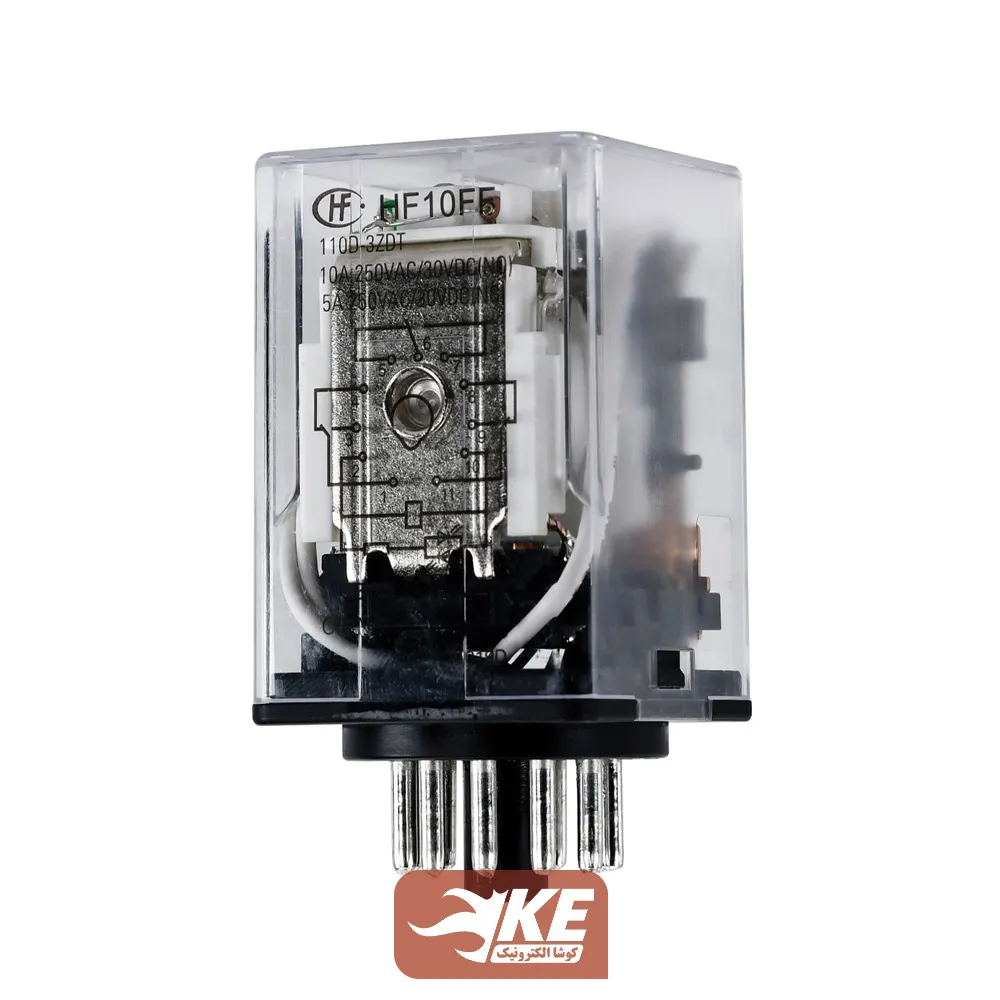 رله 110VDC سه کنتاکت 10 آمپر هونگفا HF10FF/110D-3ZDT