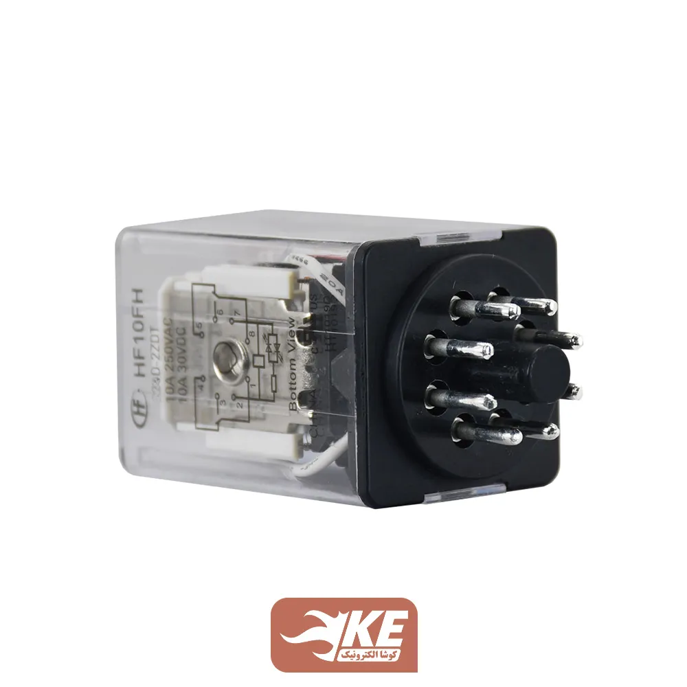 رله 12VDC دو کنتاکت 10 آمپر هونگفا HF10FH/012D-2ZDT