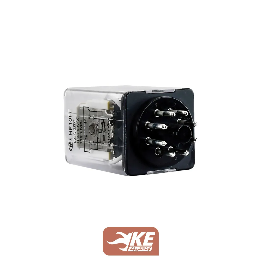 رله 24VAC دو کنتاکت 10 آمپر هونگفا HF10FF/024A-2ZDT