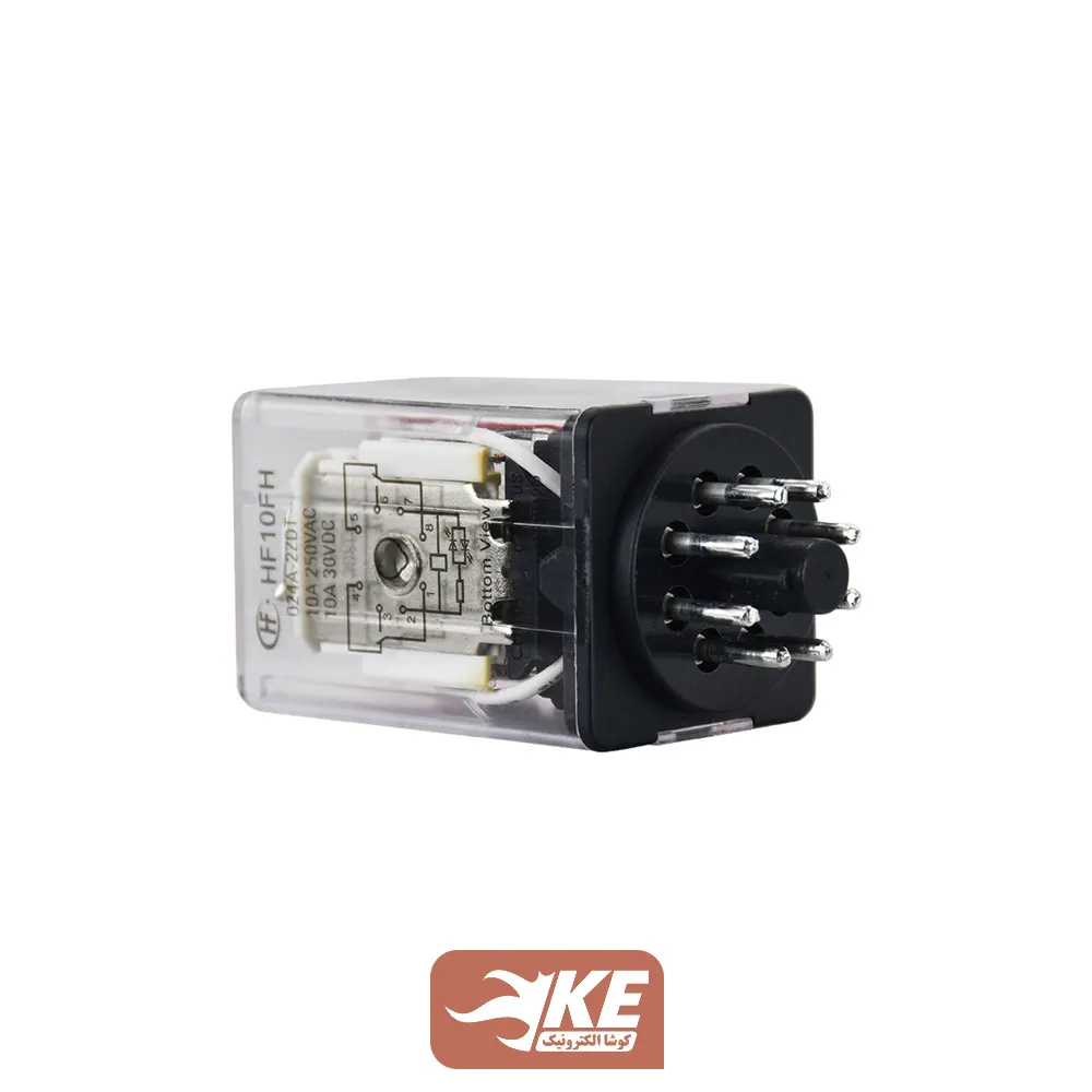 رله 24VAC دو کنتاکت 10 آمپر هونگفا HF10FH/024A-2ZDT