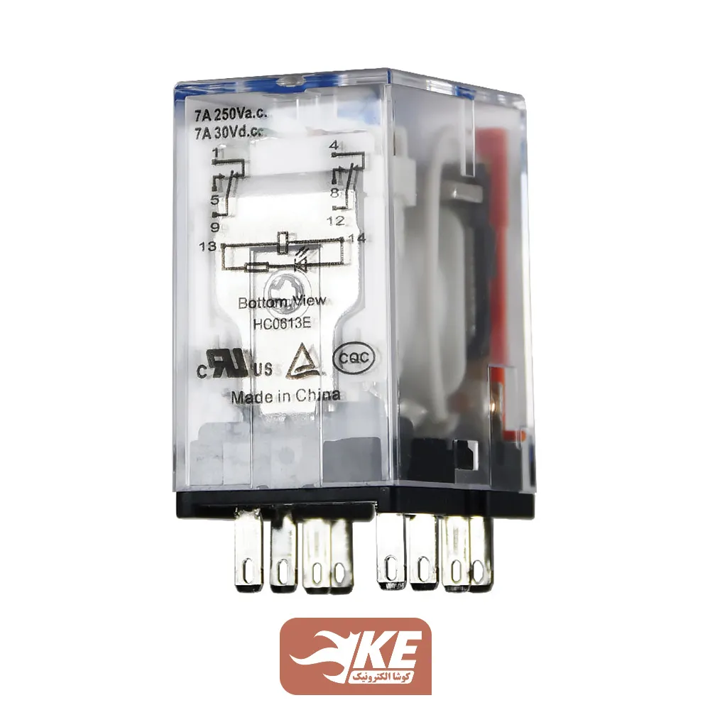 رله 12VDC دو کنتاکت 7 آمپر هونگفا HF18FH/012-2Z1TD