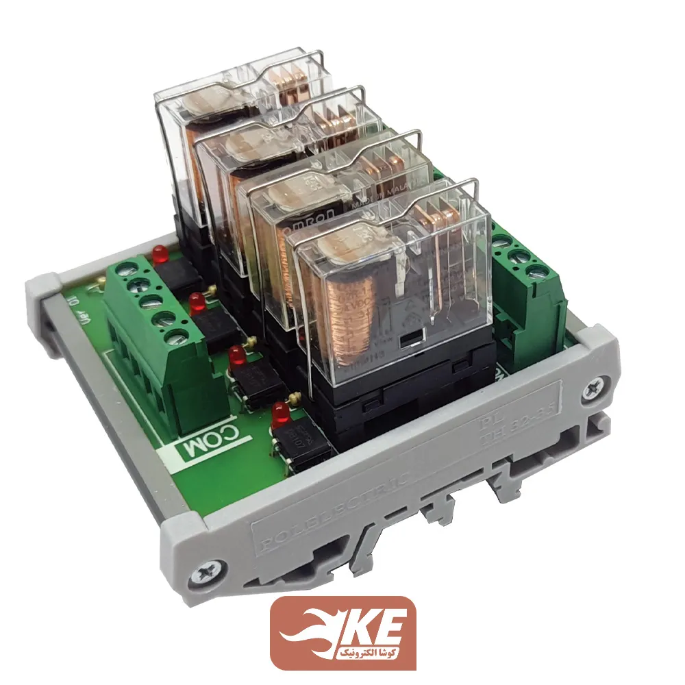 رله برد 16 آمپر 4 تایی 24 ولت کوشا الکترونیک سری KRC4.16 با رله امرون