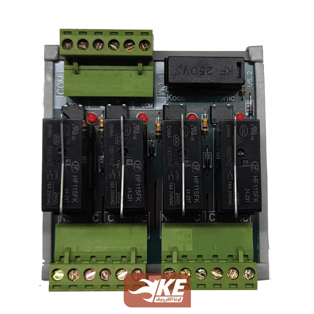 رله برد 16 آمپر 4 تایی 24 ولت کوشا الکترونیک سری KRC4.16 با رله هونگفا