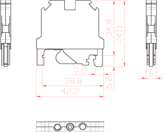 ابعاد ترمینال ریلی ارت پیچی 2.5 رعد مدل RETN2.5