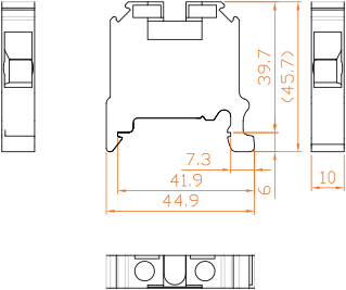 ابعاد ترمینال ریلی پیچی سایز 10 رعد مدل RTP10