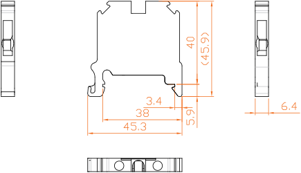ابعاد ترمینال ریلی پیچی سایز 4 رعد مدل RTP4