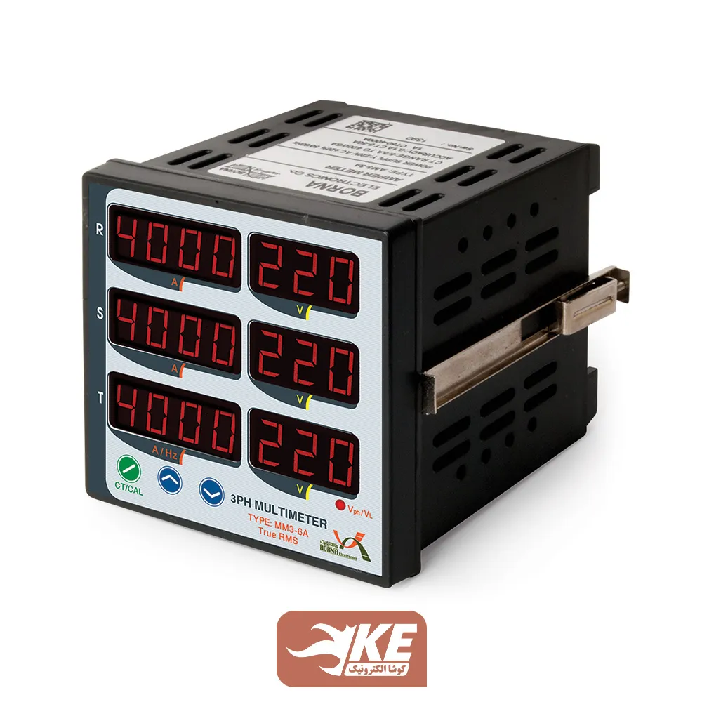 مولتیمتر سه فاز 6 نمایشگر برنا الکترونیک مدل MM3-6A