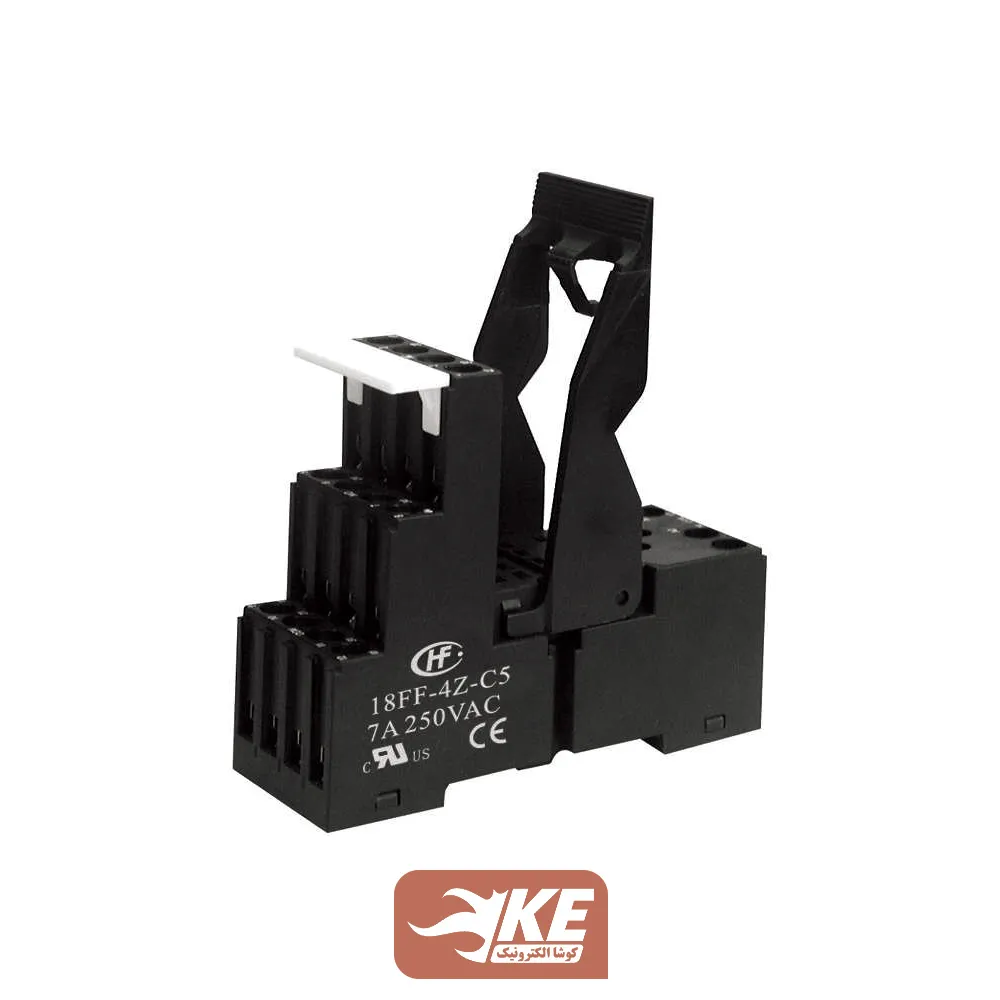 پایه رله چهار کنتاکت مخصوص رله‌های سری HF18F-4Z هونگفا مدل 18FF-4Z-C5-H4