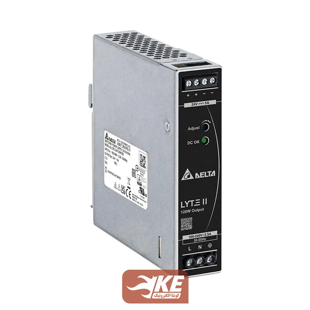 منبع تغذیه ریلی 24 ولت 5 آمپر دلتا مدل DRL-24V120W1EN
