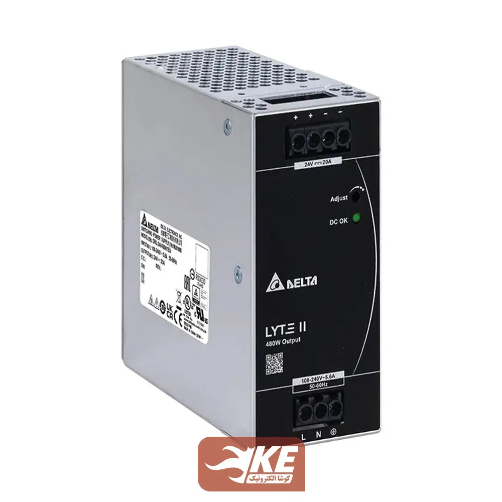منبع تغذیه ریلی 24 ولت 20 آمپر دلتا مدل DRL-24V480W1EN