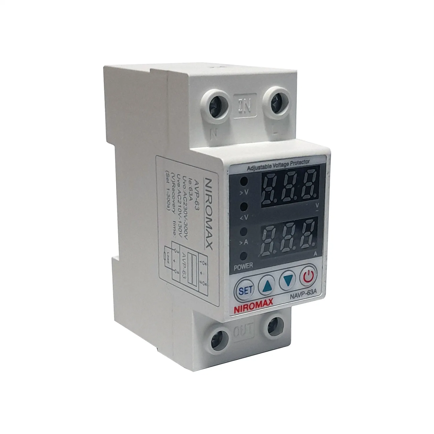 محافظ ولتاژ جریان تکفاز 63 آمپر نیرومکس مدل NAVP-63